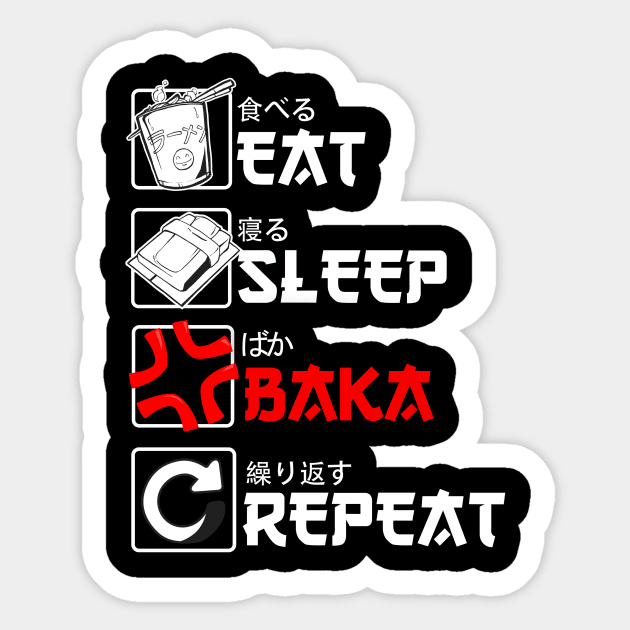Eat Sleep Baka Repeat - Funny Baka Anime Meme Gift Sticker by Alex21